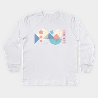 Pastel Geometric Shapes Kids Long Sleeve T-Shirt